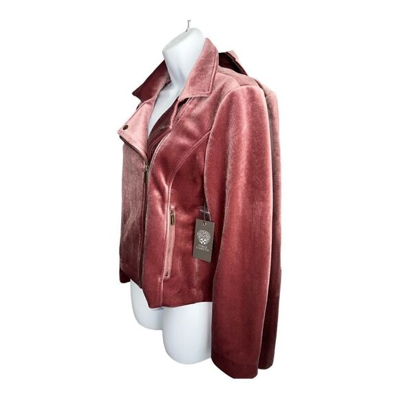 VINCE CAMUTO Women's Winter Velvet Motorcycle Jacket Pink S - Picture 4 of 8